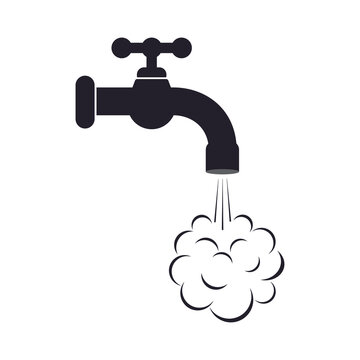 recommend clip art: Hot water faucet vector icon isolated on white background.