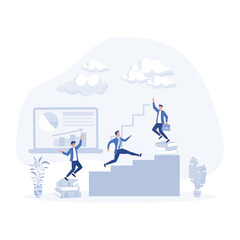 Succes of Business concept, Way up to reach the goal of Business,  flat vector modern illustration
