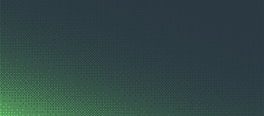 Dither Pattern Bitmap Texture Halftone Angled Gradient Vector Wide Abstract Background. Glitch Screen With Flicker Pixels Effect Wide Backdrop. 8 Bit Pixel Art Retro Video Game Bright Green Decoration - 623464613