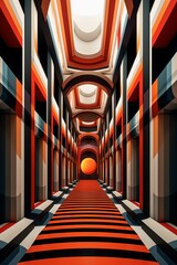 Geometric Art, Op Art,OP-style architectural structure with a mesmerizing visual hallucination effect