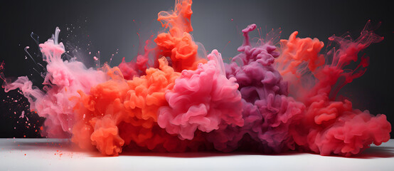 colorful ink splattered in water in a white and grey background Generated by AI