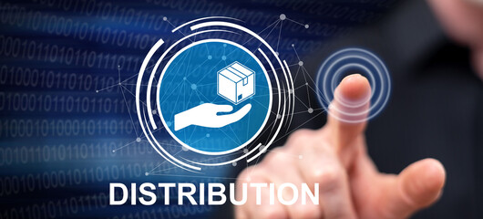 Man touching a distribution concept