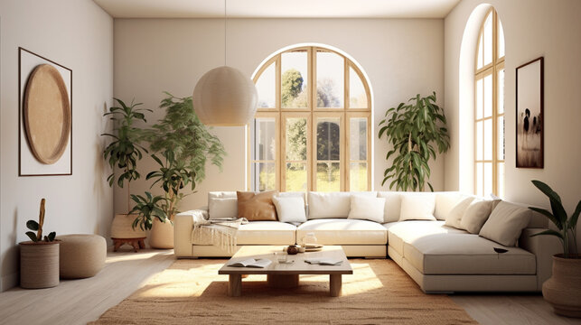 modern living room HD 8K wallpaper Stock Photographic Image
