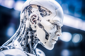 Portrait de robot avec expression faciale de sentiment - Générative IA