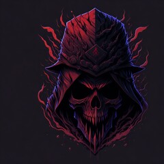 abstract skull for shirt prints, notebook cover, black background, generated by artificial intelligence