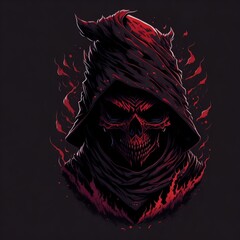 abstract skull for shirt prints, notebook cover, black background, generated by artificial intelligence