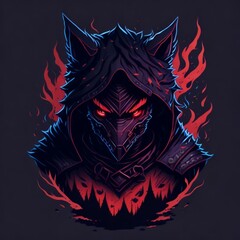 Abstract animal t-shirt print. Black background. Generative AI.