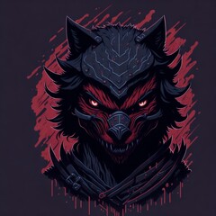 Abstract animal t-shirt print. Black background. Generative AI.