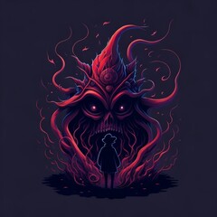 abstract monsters, cosmic terror, demon, black background, shirt print, generated by artificial intelligence.