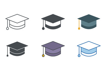 Graduation Cap Icon symbol template for graphic and web design collection logo vector illustration - obrazy, fototapety, plakaty