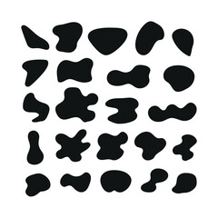 
Vector illustration. set of cow spots. animal print. inky. cow skin. black icon collection