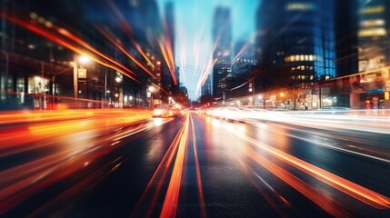 blurred urban traffic with colorful lights abstract background