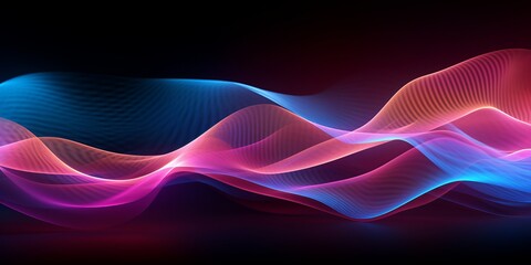 Abstract Music Waves in Pink and Blue Color with Long Exposure Effect, Creative Background with Copy Space, Generative AI