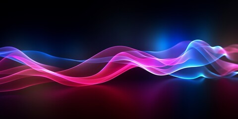 Colorful Music Waves on Black Background with Dark and Light Blue Style, Generative AI