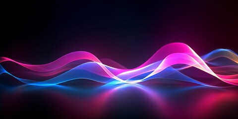 Naklejka premium Colorful Wave Line Wallpaper with Light Red and Dark Cyan Neon Background, Generative AI