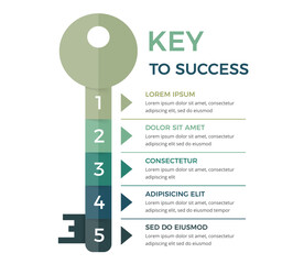 Infographic template with key divided on 5 segments, key to success concept, vector eps10 illustration