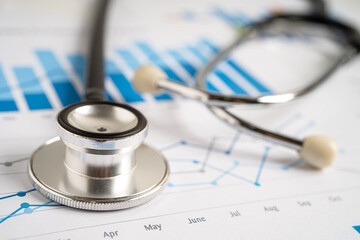 Stethoscope on graph paper, Finance, Account, Statistics, Investment, Analytic research data...