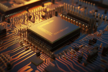 Fototapeta na wymiar Detailed View of a MEMS-Embedded Circuit. Generative AI