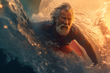 surfing old sporty man