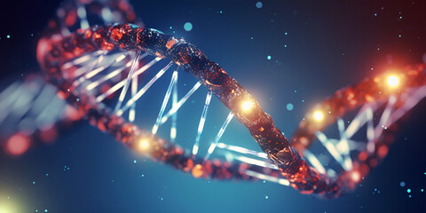 Biotechnology and Agriculture, DNA double helix strand science background generative Ai - obrazy, fototapety, plakaty