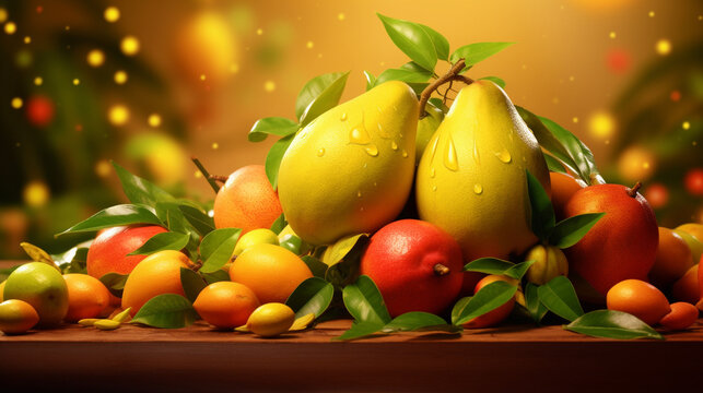 oranges and pears HD 8K wallpaper Stock Photographic Image