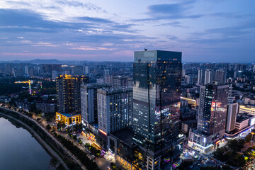 Fototapeta na wymiar Night view of Zhuzhou Central Square, Hunan Province, China