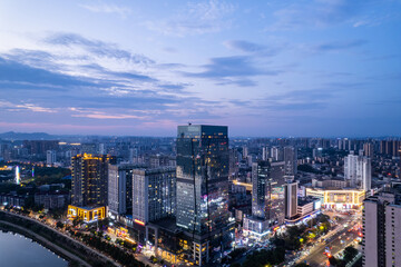 Plakat Night view of Zhuzhou Central Square, Hunan Province, China