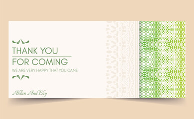Green thank you wedding card