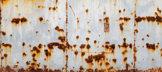a photography of a rusted metal wall with a few rusted spots, rusty metal surface with rust and...