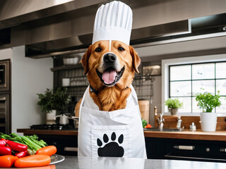Chef dog preparing food