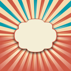 Vintage retro background. Template with sun rays and frame. Vintage circus background. Circus style show banner template. © Alexandra Lipina