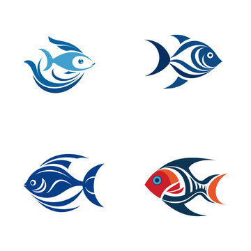 Set of fish logo template vector icon illustration design