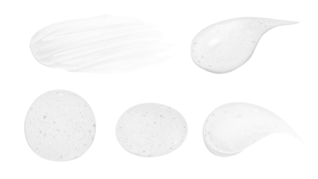 a set of transparent gel drops with no background. PNG