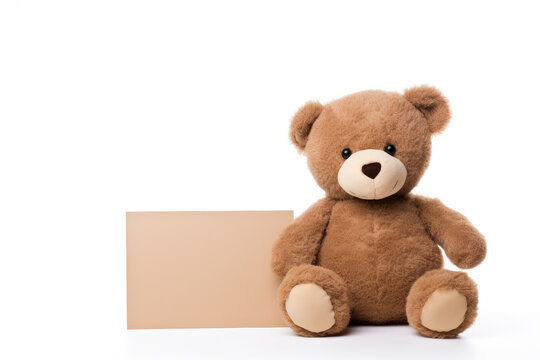 A teddy bear and a blank card for promotion