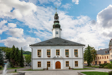 The historical center of Jesenik . A resort town located in the Olomouc region of the Czech Republic