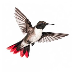 Fototapeta premium Black-chinned hummingbird bird isolated on white. Generative AI