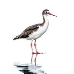 Fototapeta premium Black-necked stilt bird isolated on white. Generative AI