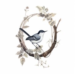 California gnatcatcher bird isolated on white. Generative AI
