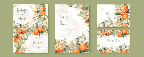 Fototapeta na wymiar Colorful flower Elegant watercolor flower wedding invitation design template