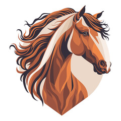 Head of a horse with a large mane. Illustration of a horse in a polygonal style. Vector illustration on a white background