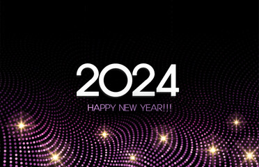 2024 New Year Abstract shiny color gold wave design element