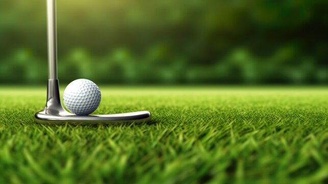 golf club stick and ball tee on grass