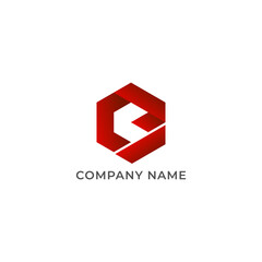 Fototapeta premium ILLUSTRATION GRADIENT RED COLOR ABSTRACT GEOMATRIC LETTER E AND V LOGO ICON SIMPLE NIMIMALIST TEMPLATE DESIGN VECTOR