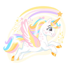 Obraz na płótnie Canvas Cute cartoon character happy unicorn vector illustration 15