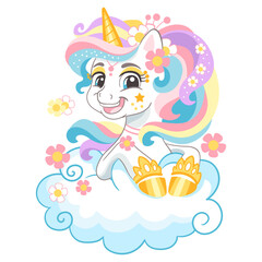 Cute cartoon character happy unicorn vector illustration 14