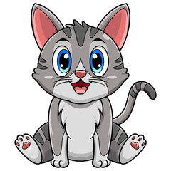 Cute cat cartoon sitting on white background