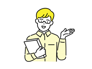 The man explaining. Education, solutions, and problem-solving concepts