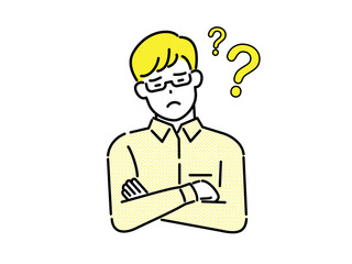 A question mark and a thinking man. Problem solving solution Business concept
