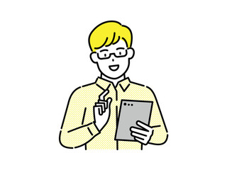 A man using a tablet PC