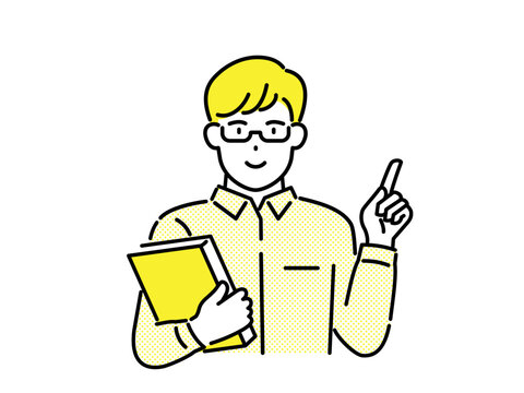recommend clip art: The man explaining. Education, solutions, and problem-solving concepts